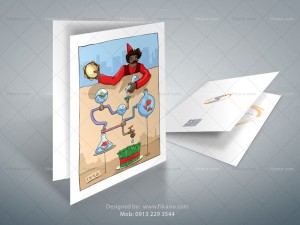 کارت تبریک تبلیغاتی صنعتی - سفارش تصویر سازی زیبا و حرفه ای در اصفهان